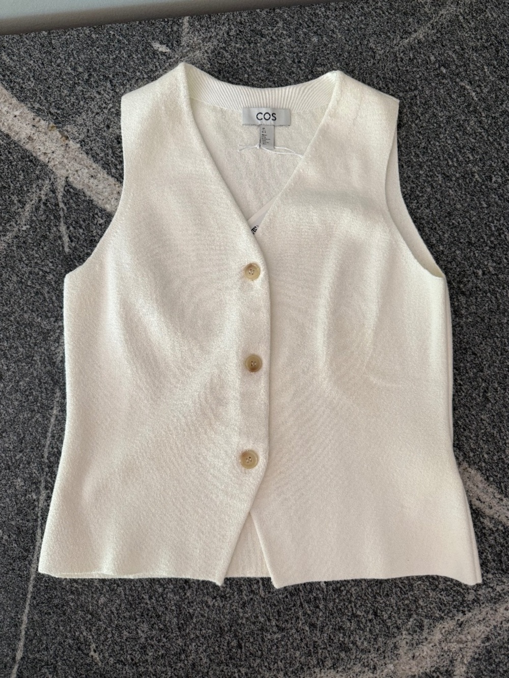 COS white knitted longline vest waistcoat cotton M $99 NWT